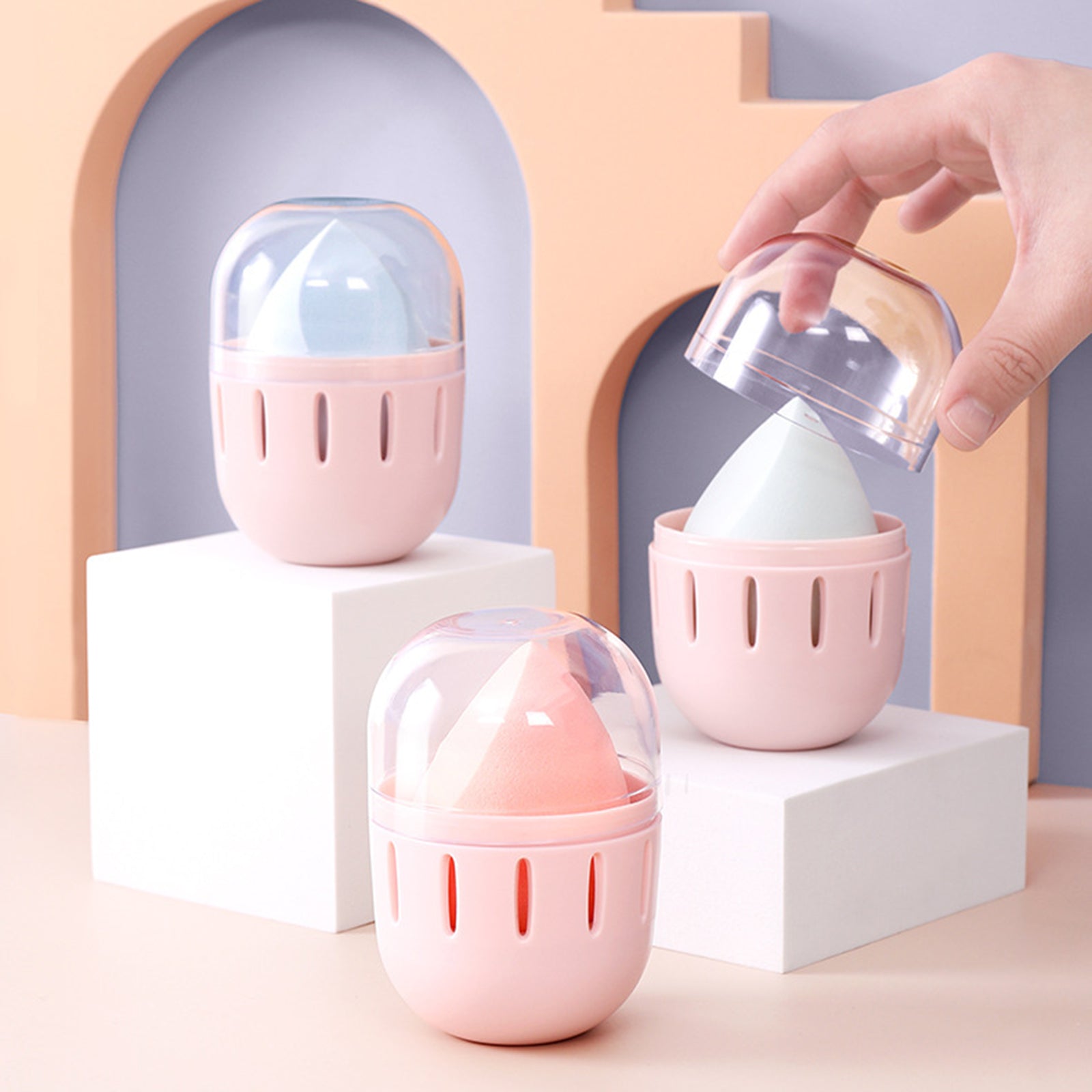 HZ007-1P Makeup Egg ABS Storage Box Portable Breathable Sponge Makeup Egg Box with Clear Lid HZ007-1P Makeup Egg ABS Storage Box Portable Breathable Sponge Makeup Egg Box with Clear Lid
